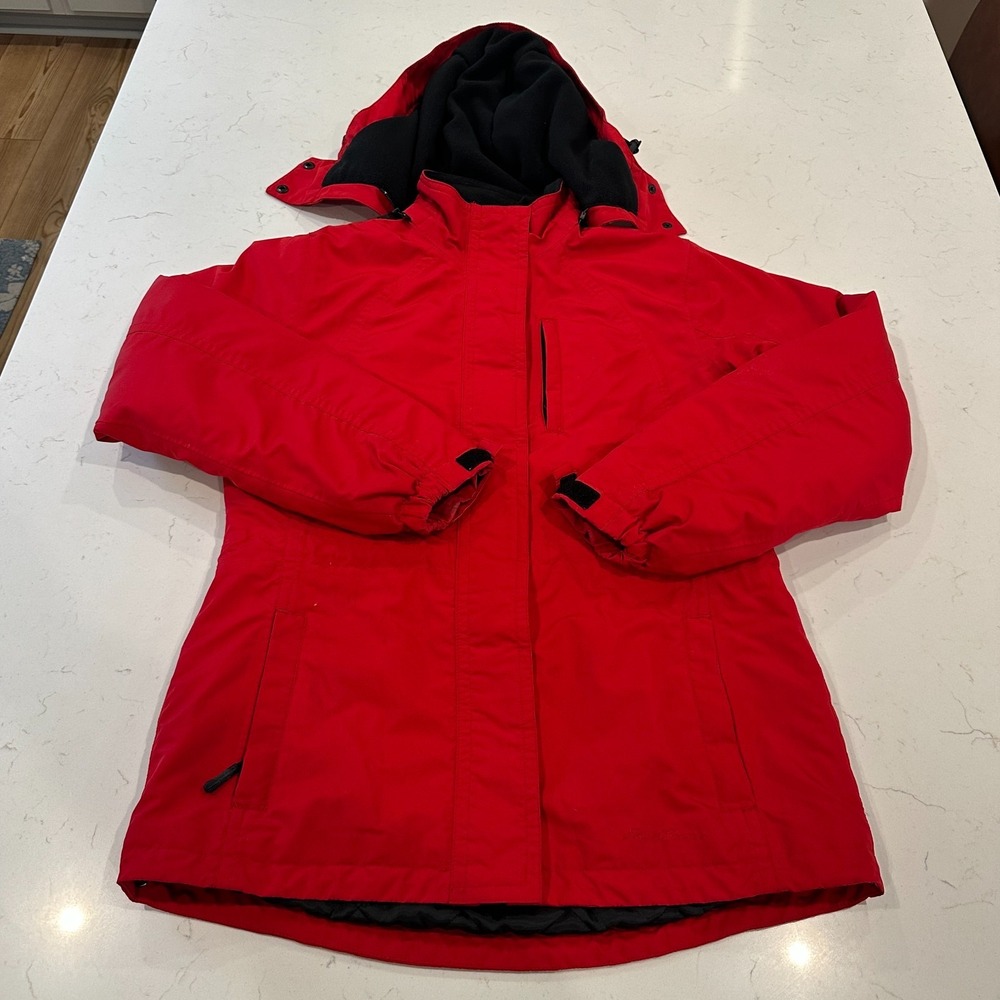 Eddie Bauer WeatherEdge Jacket Mens Small Red Insulated Waterproof Hooded Coat